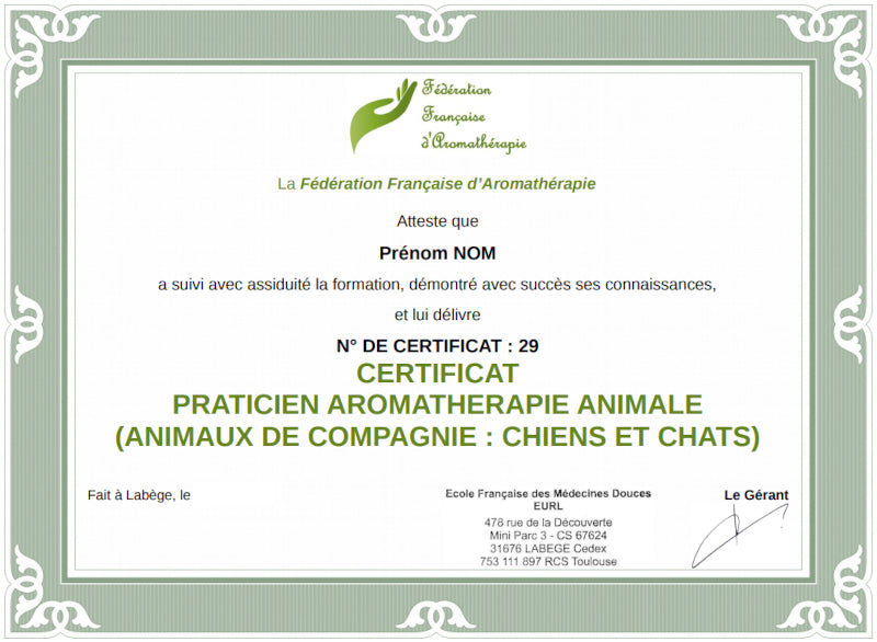 Praticien Aromathérapie Animale - Chiens et chats