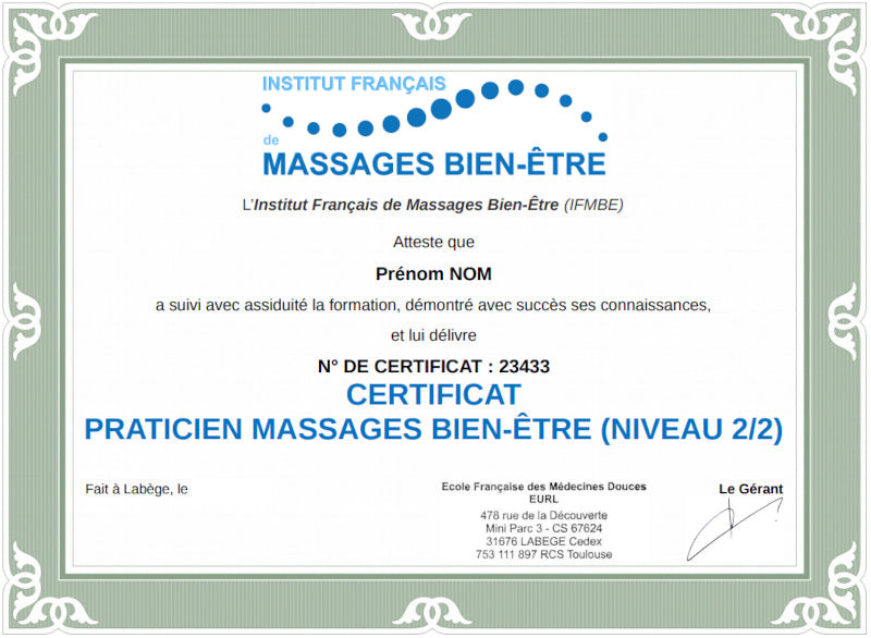 Pack E-Learning : 2 formations "Praticien Niveaux 1 + 2 en Massages Bien-Être"