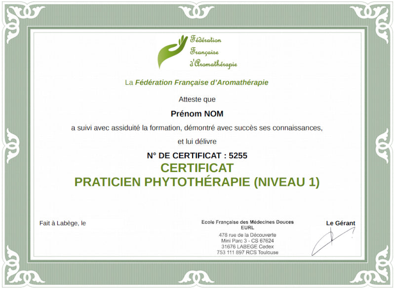 Praticien Phytothérapie (Niveau 1)