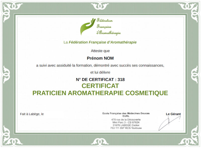 Praticien Aromathérapie Cosmétique