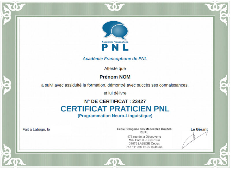 Praticien PNL (Programmation Neuro-Linguistique)