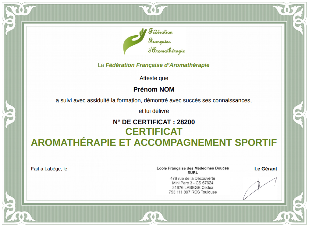 Mini-formation Aromathérapie et Accompagnement Sportif