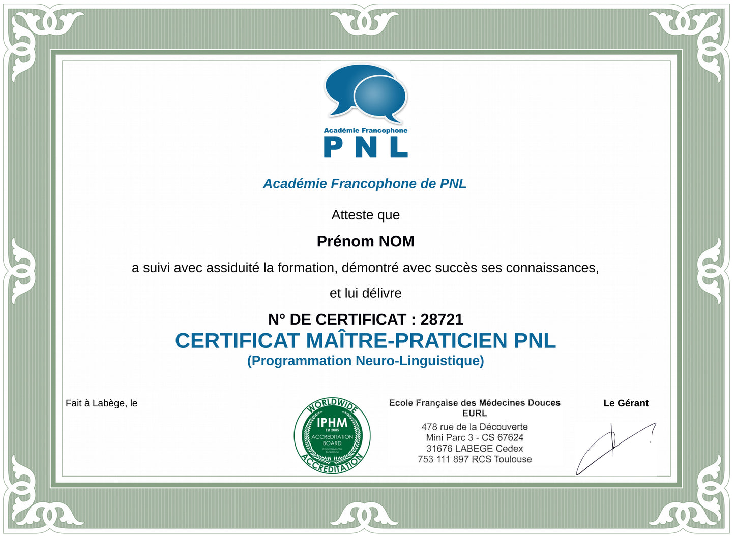 Maître-Praticien PNL (Programmation Neuro-Linguistique)