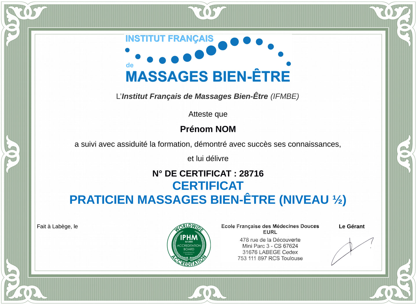 Praticien Massages Bien-Être (Niveau 1/2)