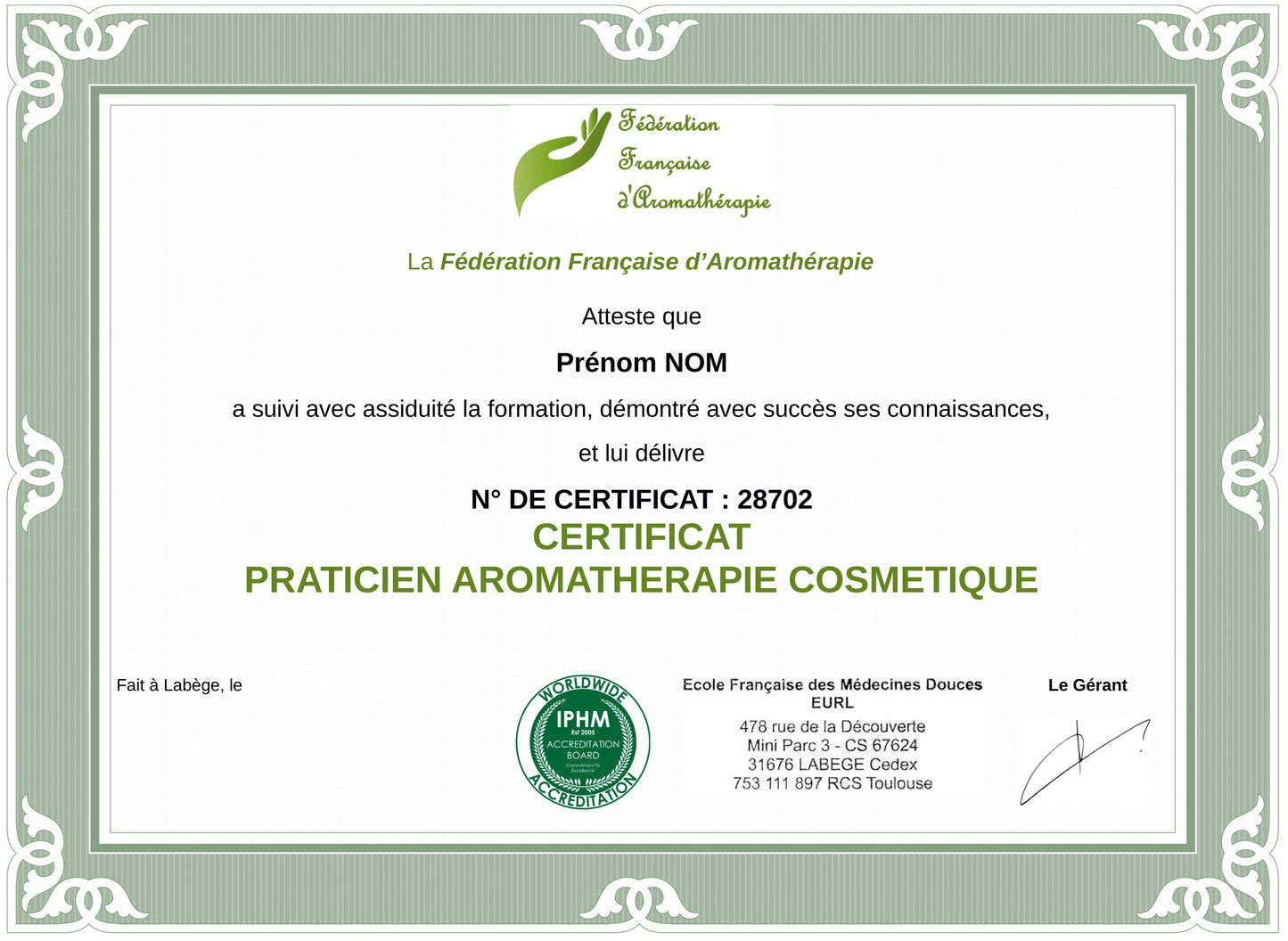 Praticien Aromathérapie Cosmétique